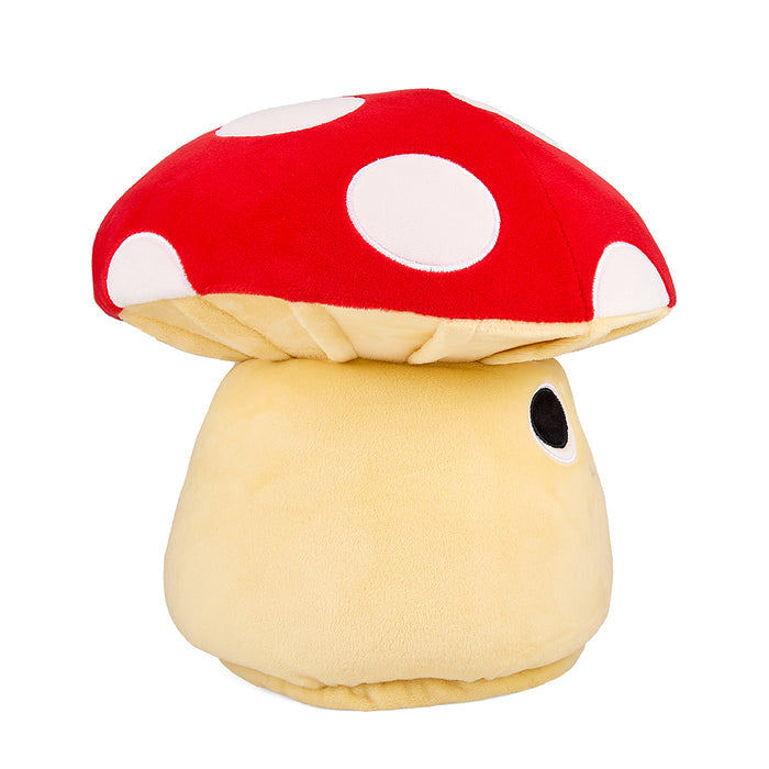 Soft 13-inch interactive plush mushroom with cute frog gnome figures by Kidrobot, perfect for kids' play and decor.