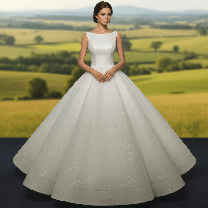 1920s Vintage Scoop Neckline Vintage Wedding Dress with Timeless Look - Rosymae