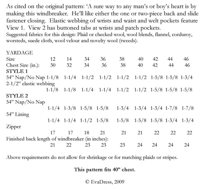 1934 Men's Windbreakers C30-9051