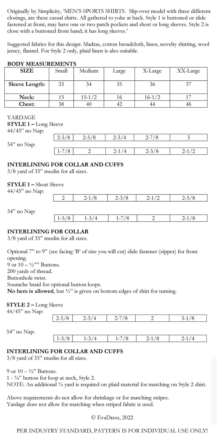 1939 Men's Sports Shirts S30-3090