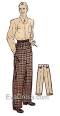1940's Men's Trousers with Dropped Belt Loops T40-3988
