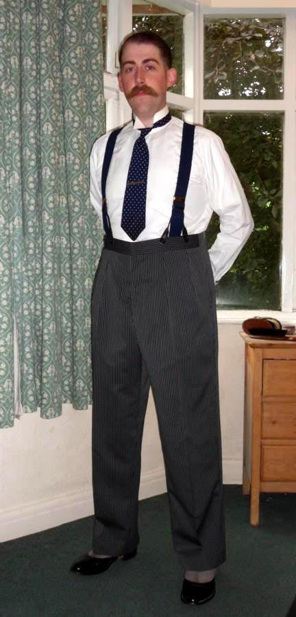 1940's Men's Trousers with Dropped Belt Loops T40-3988
