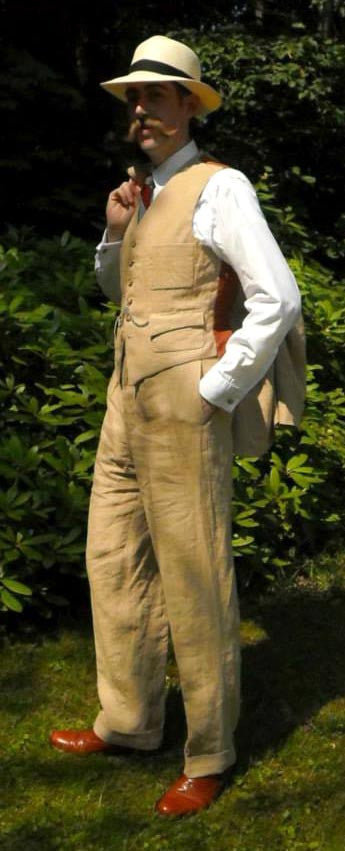 1940's Men's Trousers with Dropped Belt Loops T40-3988