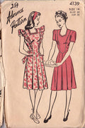 1946 One-Piece Dress, Original Advance 4139 in Factory Folds! 32" bust