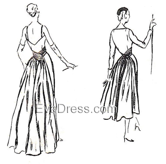 1955 Evening or Day Dress with Drapes E50-883