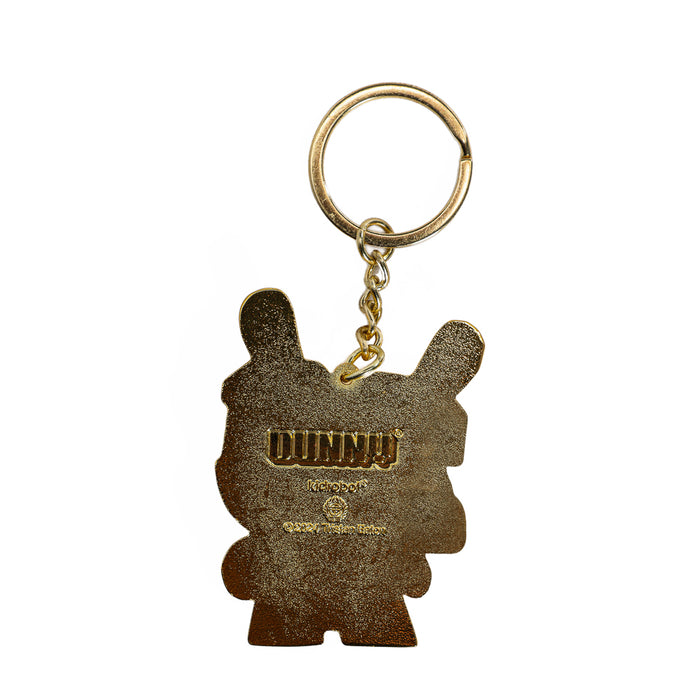2024 Tristan Eaton 20th Anniversary Goldchrome Dunny solid metal keychain, limited edition of 200, featuring detailed design.