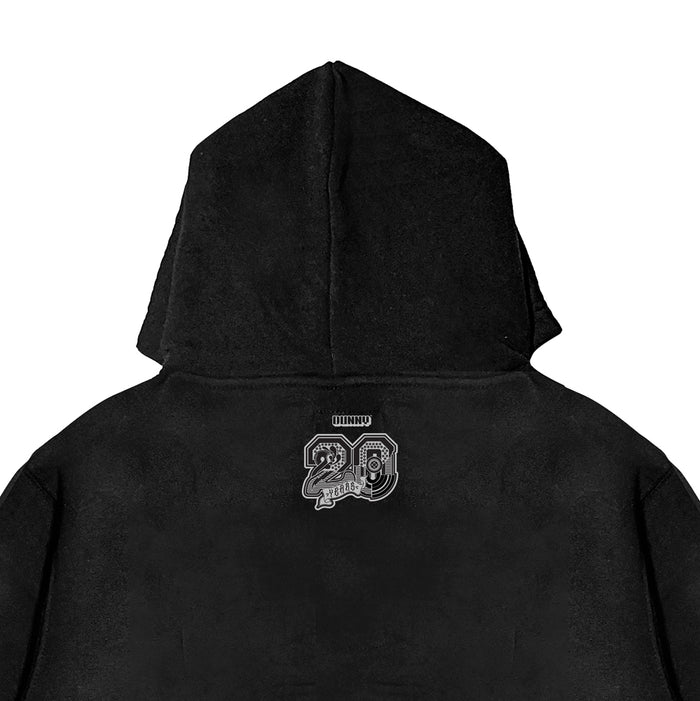 Limited edition 20th Anniversary Monochromic Hoodie by Tristan Eaton featuring bold graphic artwork and unique design details.