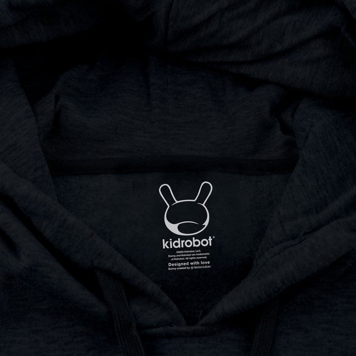 Limited edition 20th Anniversary monochrome hoodie by Tristan Eaton featuring bold artwork, part of the Kidrobot Dunny collection.