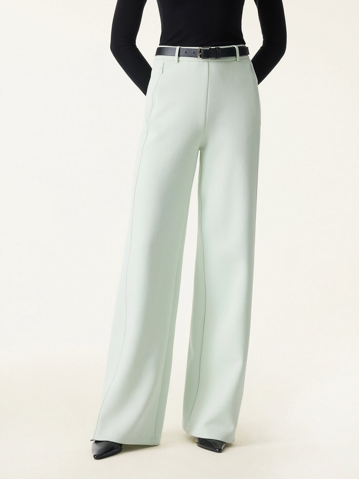 2Pcs Set Boat-Neck Tank Top & Slimming High Rise Wide Leg Pant
