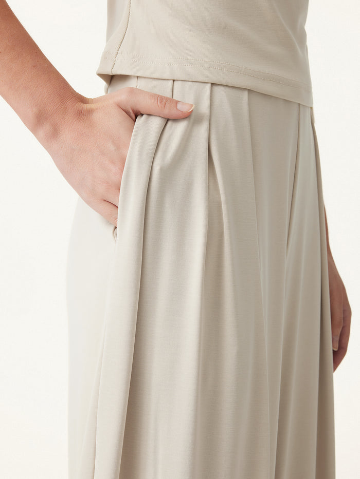 OGLmove 2Pcs Set Boatneck Sleeve Top & Wide Leg Palazzo Pant with Pockets