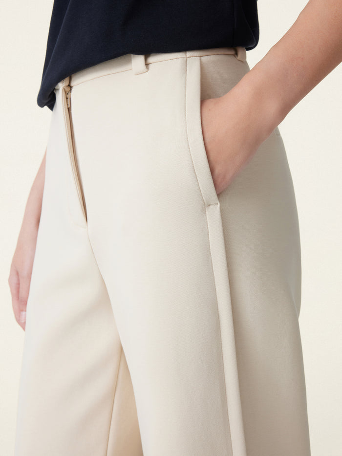 2Pcs Set Cami with Surplice Ruched Top & Mid Rise Fly-Front Wide Leg Trouser