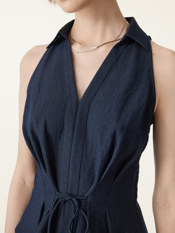 OGLmove 2Pcs Set Collared V-neck Top & Mid-Rise Wide-Leg Lounge Pants