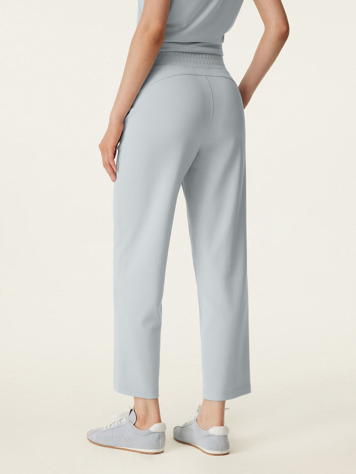 OGLmove 2Pcs Set Crewneck Tucked Tee & Mid Rise Tapered Pant with Pockets