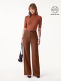 2Pcs Set Elbow Length Sleeve Bra Top & High-Rise Wide Leg Pants