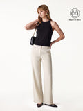 OGLmove 2Pcs Set Halter Neck Bra Top & Mid Rise Fly-Front Wide Leg Trousers Black/Morning Mist XS