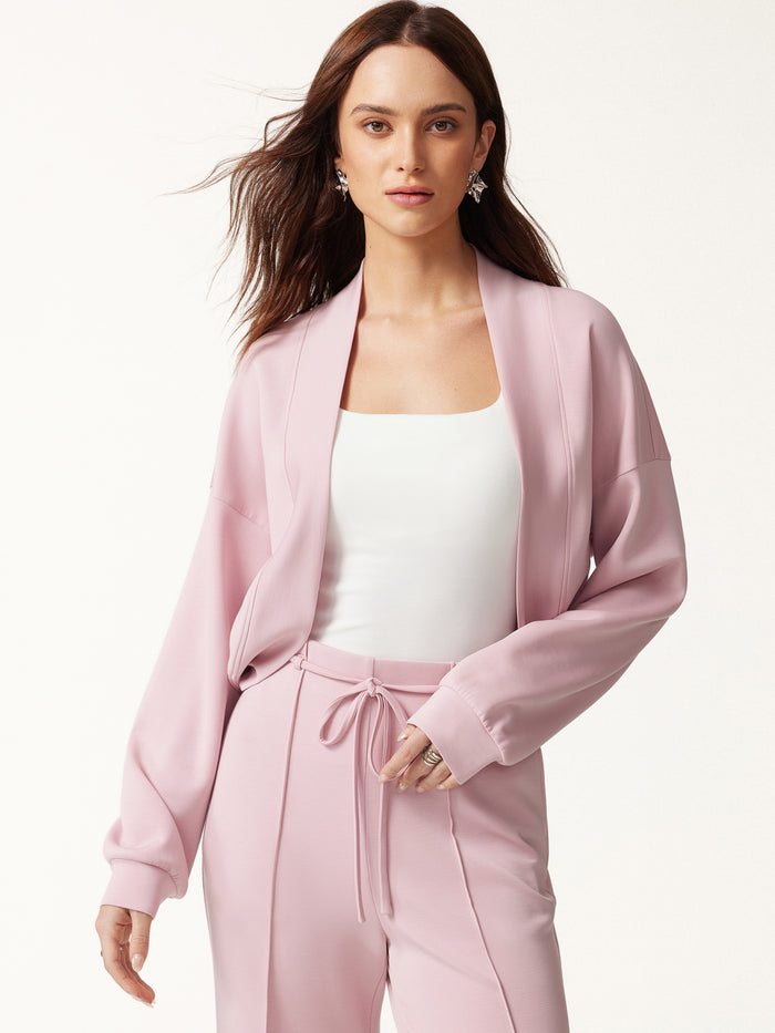 OGLmove 2Pcs Set Long Sleeve Drop-Shoulder Cardigan & High-Rise Flare Pants with Pockets