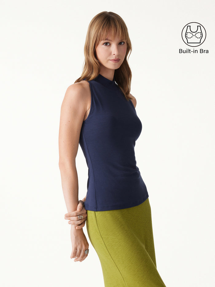 OGLmove 2Pcs Set Mock Neck Bra Top & Open-Front Long Sleeve Cardigan