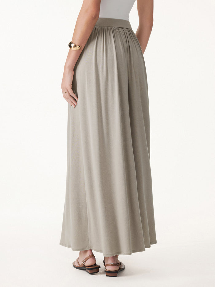 OGLmove 2Pcs Set Multi-wear Necklines Bra Top & Gathered A-Line Maxi Skirt with Pockets