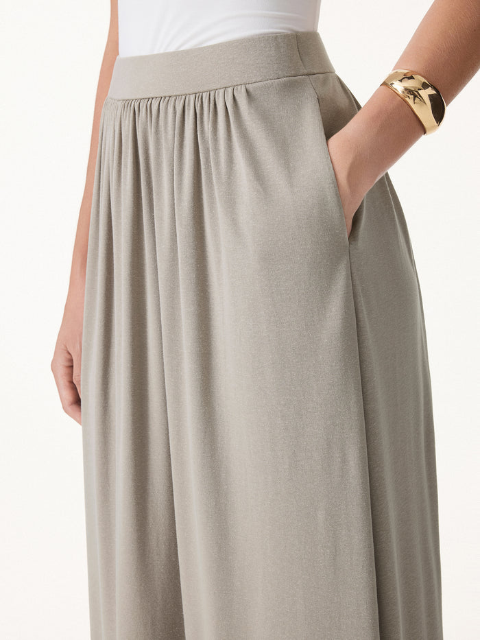 OGLmove 2Pcs Set Multi-wear Necklines Bra Top & Gathered A-Line Maxi Skirt with Pockets