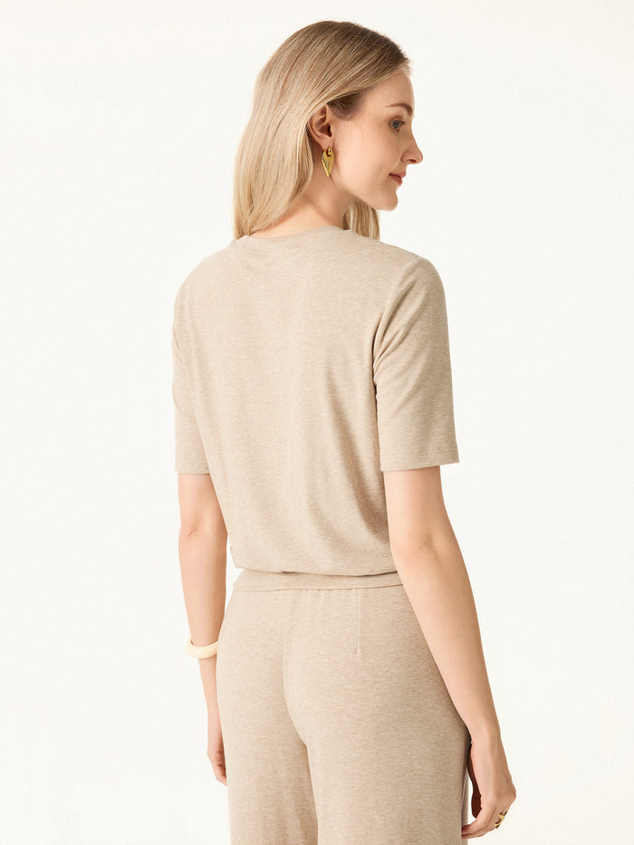 OGLmove 2Pcs Set Petite Wide Leg Pant with Pockets & Crewneck Bra Top