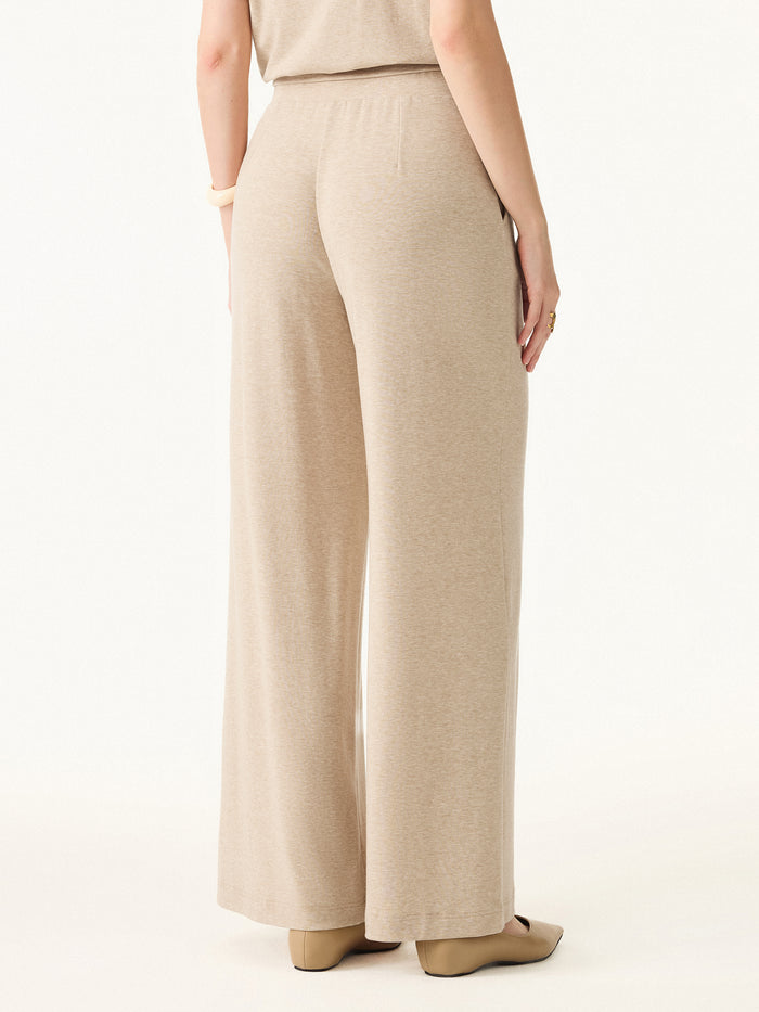 OGLmove 2Pcs Set Petite Wide Leg Pant with Pockets & Crewneck Bra Top