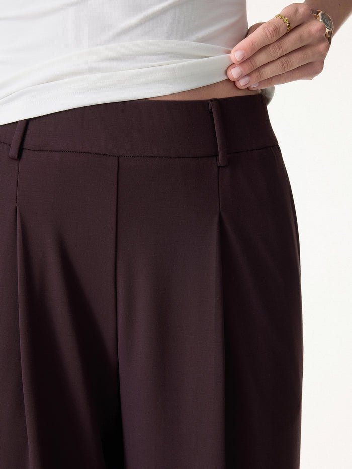 OGLmove 2Pcs Set Round Neck Tucked Top & Wide Leg The Success Pants