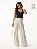OGLmove 2Pcs Set V-neck Bra Tank & Mid-Rise Wide-Leg Lounge Pants Black/Morning Mist XS