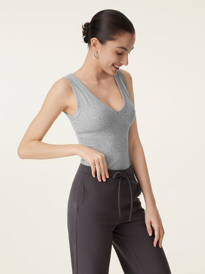 OGLmove 2Pcs Set V-neck Bra Tank & Mid-Rise Wide-Leg Lounge Pants