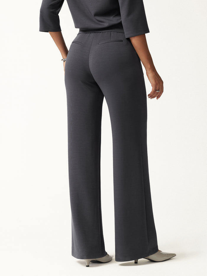 OGLmove 2Pcs Set V-Neck Elbow Sleeve Top & High-Rise Wide Leg Pants with Pockets
