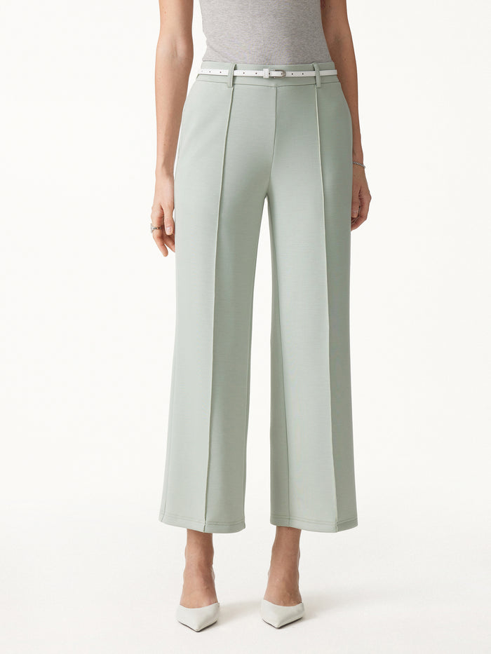 OGLmove 2Pcs Set V-Neck Short Sleeve Top & Cropped Straight-Leg Pants with Pockets