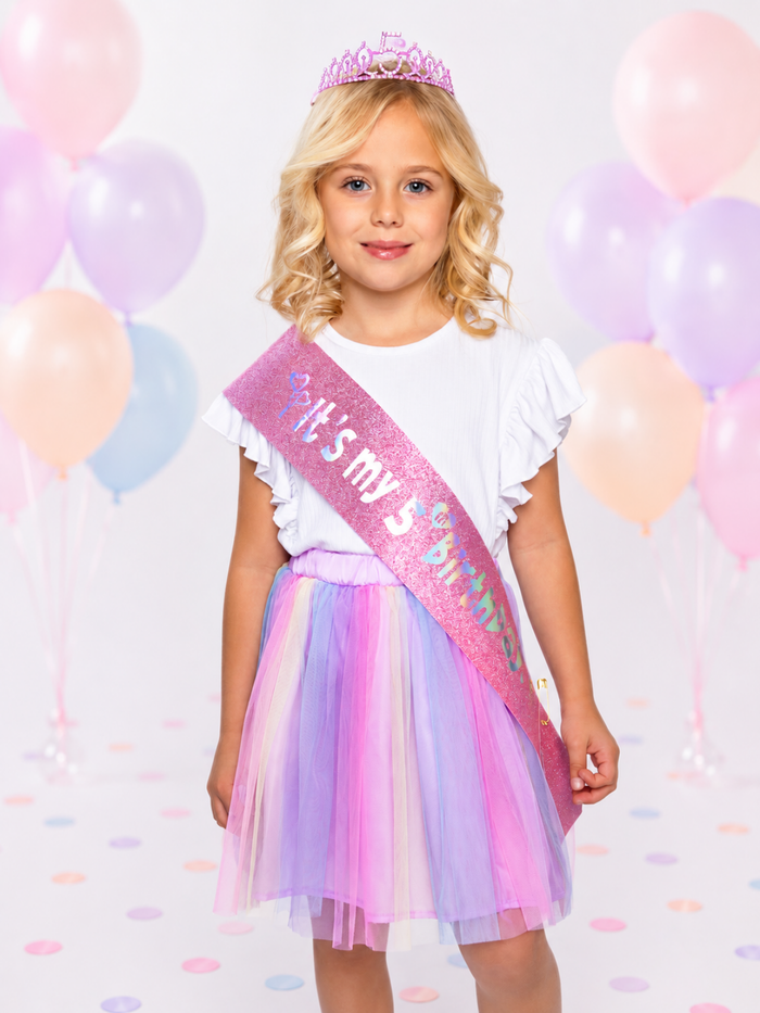 5th Birthday Princess Tiara & Sash Set Mia Belle Girls