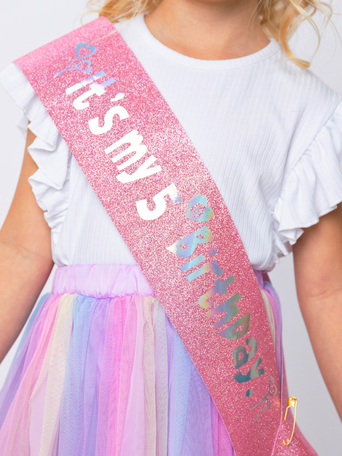 5th Birthday Princess Tiara & Sash Set Mia Belle Girls