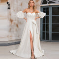 A-line Wedding Dress with Sweetheart Neckline and Detachable Sleeves - Rosymae