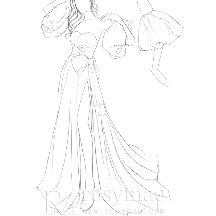 A-line Wedding Dress with Sweetheart Neckline and Detachable Sleeves - Rosymae