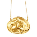 Abstract gold clutch with sculpted finish and chain strap – LIQUID