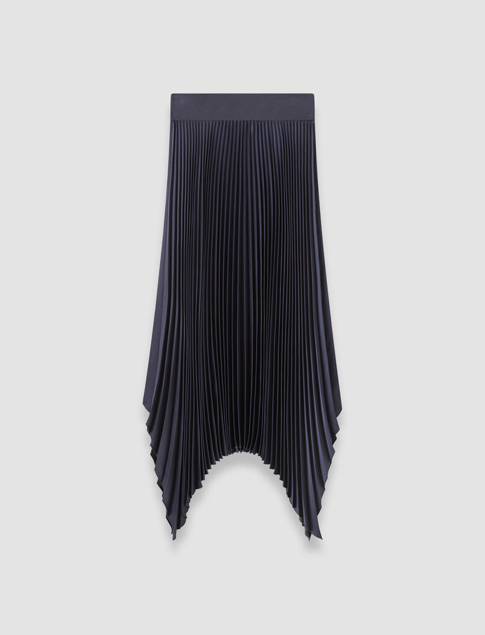 Blue Ade Knit Weave Plissé Skirt - Joseph
