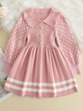 Adorable Polka Dot Sleeve Pleated Knit Dress Mia Belle Girls