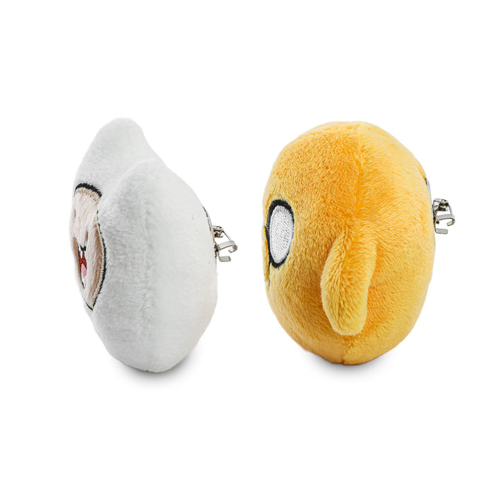 Adventure Time plush pins featuring Jake and Finn from the animated series, displayed as a 2-pack plush pin set.