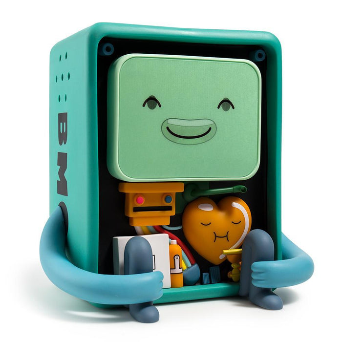 Adventure Time BMO art figure by Kidrobot showing a vinyl collectible figure with colorful details and playful design.