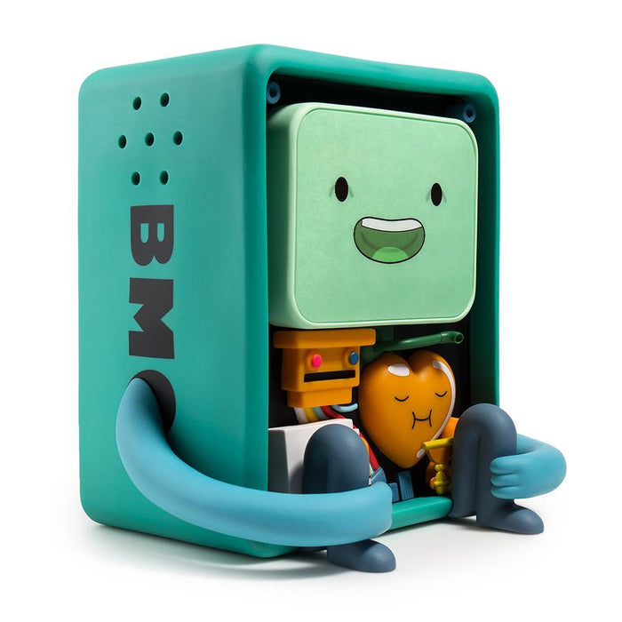 Adventure Time BMO art figure by Kidrobot, vinyl collectible toy with detailed design featuring BMO character from Adventure Time.