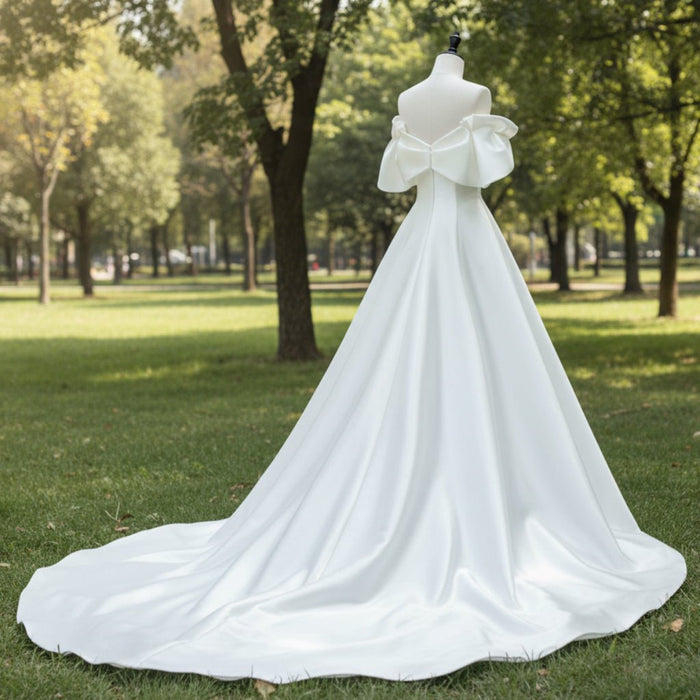 Affordable Off-the-Shoulder A-line Wedding Dress Bridal Gown - Rosymae