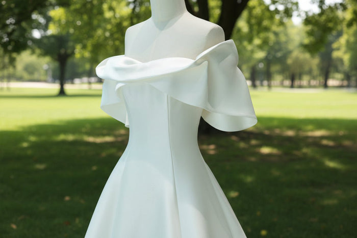 Affordable Off-the-Shoulder A-line Wedding Dress Bridal Gown - Rosymae