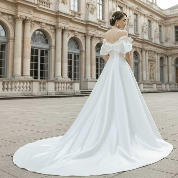 Affordable Off-the-Shoulder A-line Wedding Dress Bridal Gown - Rosymae