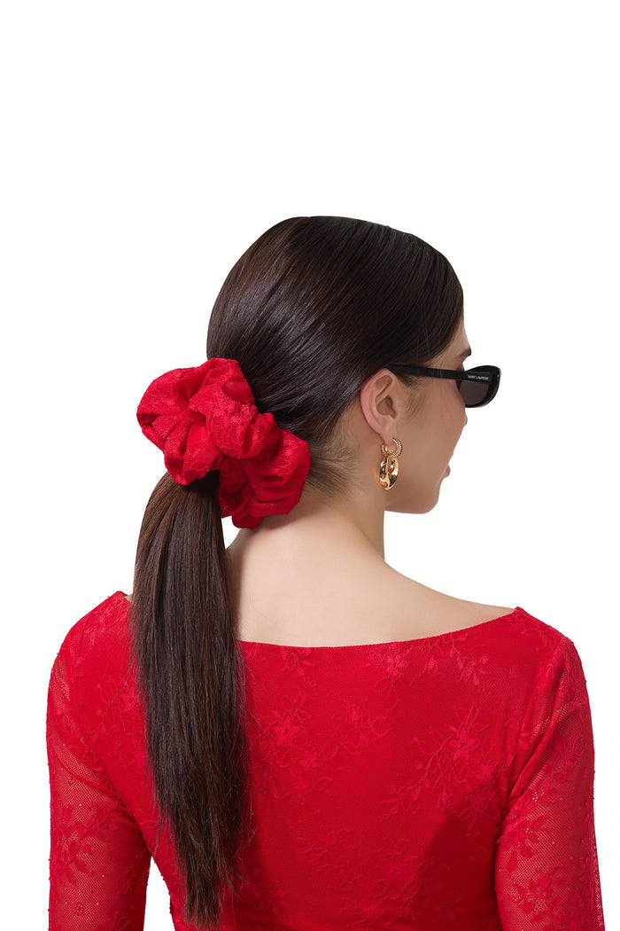 afrm-oversized-lace-scrunchie-risky-red