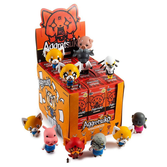 Aggretsuko Blind Box Mini Series figure by Kidrobot and Sanrio, vinyl collectible toy in a sealed blind box.