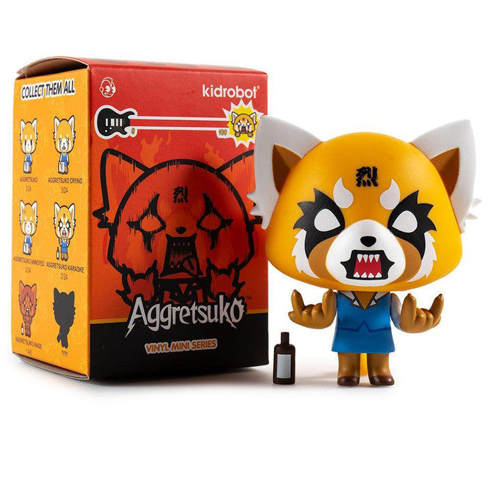 Aggretsuko blind box mini series vinyl figure by Kidrobot and Sanrio, featuring a collectible character from the series.