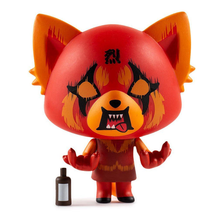 Aggretsuko vinyl blind box figure from Kidrobot x Sanrio Mini Series, showcasing the cute collectible character in a sealed box.
