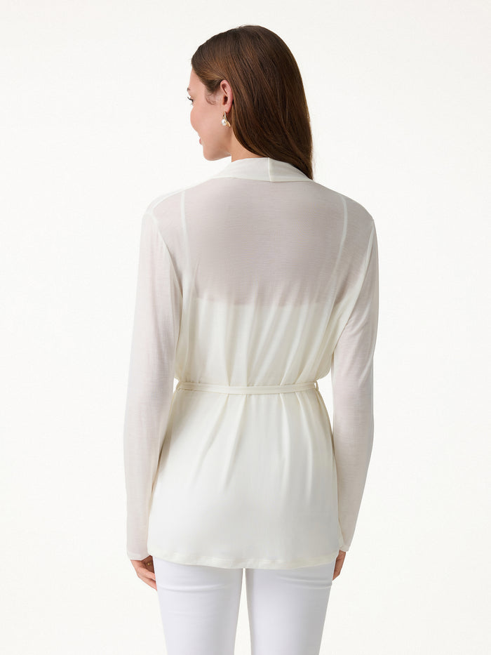 OGLmove Airy Soft Open Front Cardigan with Tie