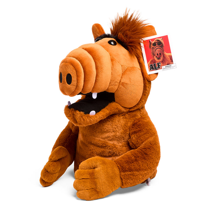 Soft ALF 13-inch plush hand puppet by Kidrobot, featuring detailed character design and plush fabric for play and display.