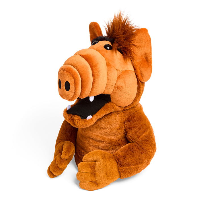 ALF 13-inch plush hand puppet by Kidrobot featuring soft fabric and detailed character design for playful cuddles and display.